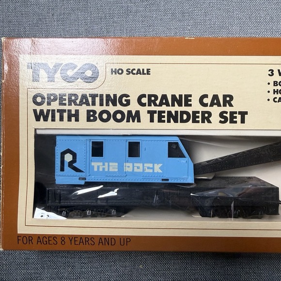 Vintage Tyco Operating Crane Car With Boom Tender Set Ho Scale - Picture 2 of 4